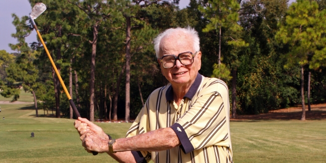 Packard on the first tee at his famed Copperhead Course at Innisbrook Resort